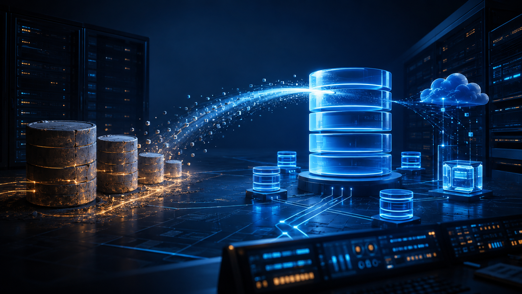 Base de datos legacy transformándose en infraestructura moderna y estable